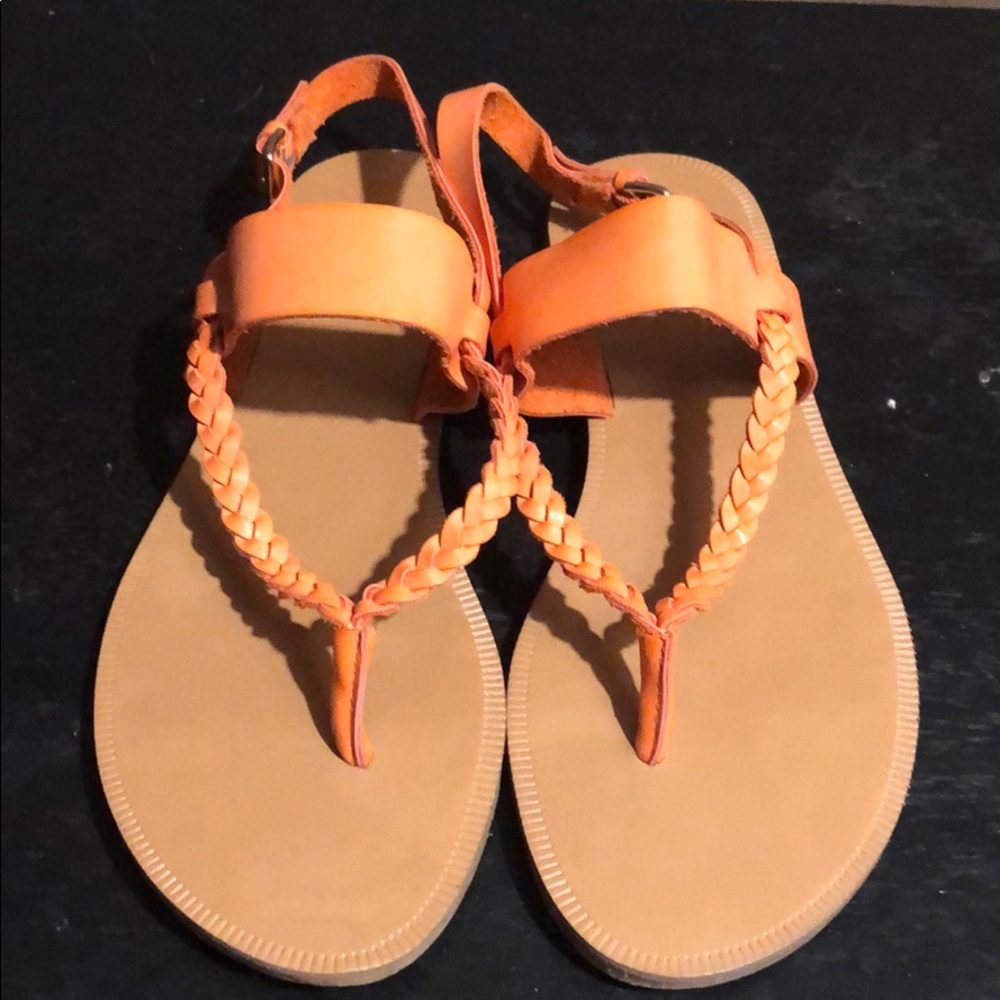Coral and tan sandals